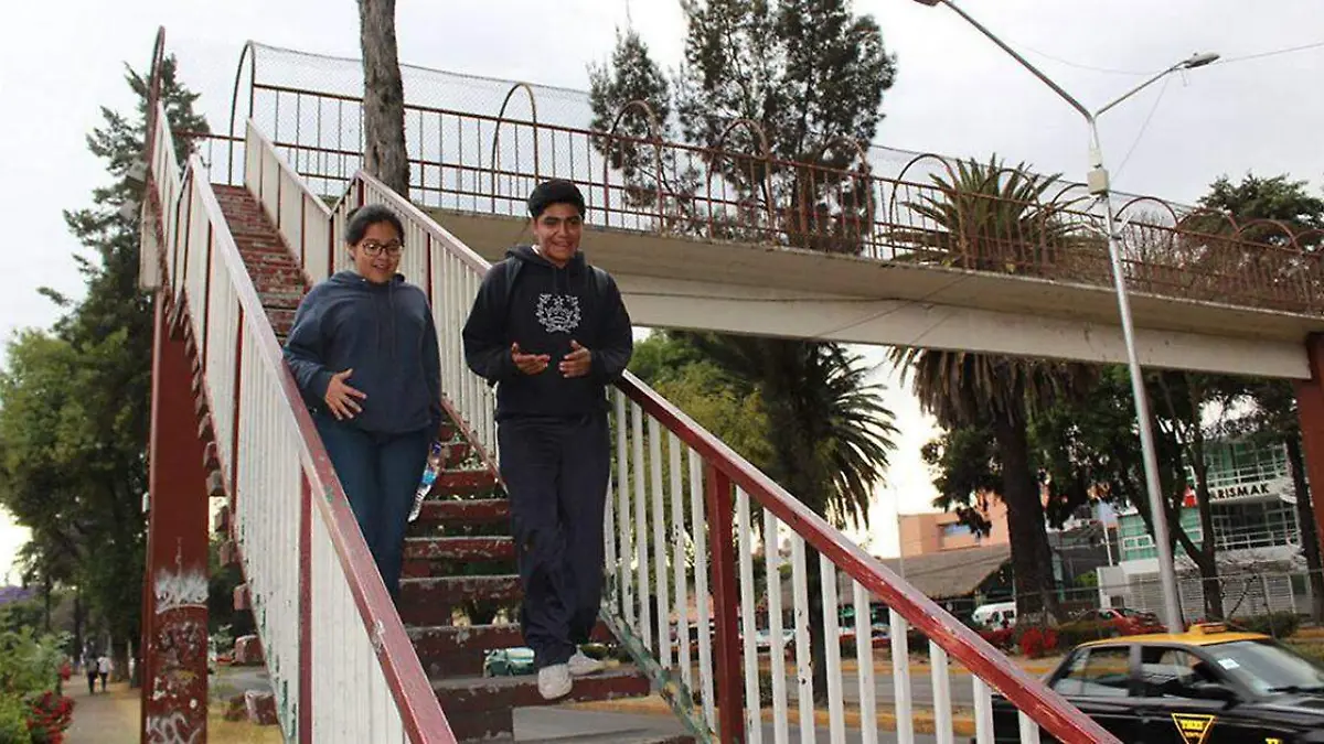 El puente peatonal situado frente al acceso principal del Centro Escolar Niños Héroes de Chapultepec (CENHCH)